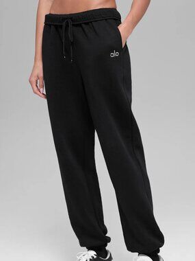 ALO Yoga Accolade Cotton Blend Logo Sweatpants In Black - Women's Size XL - NWT